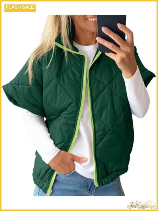 Jackets & Blazers - Womens Lightweight Quilted Puffer Vest Sleeveless Zip Up Oversized Warm